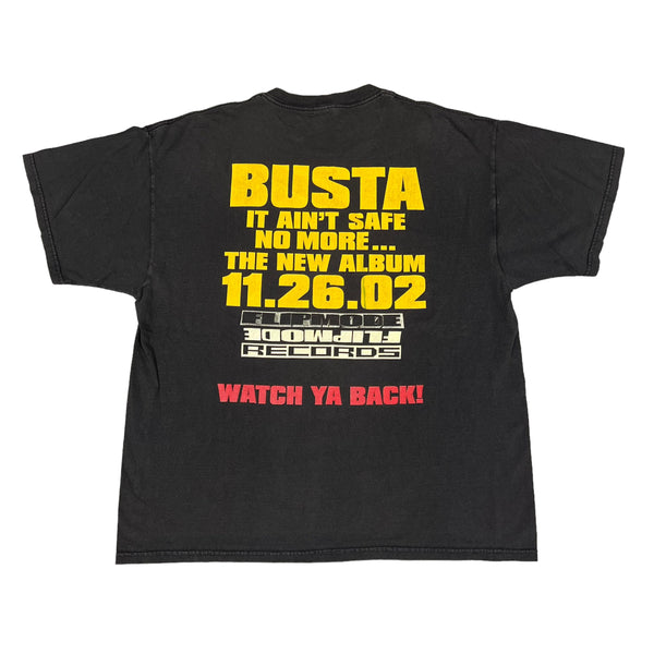 Vintage 2002 Busta Rhymes Flipmode Records It Ain't Safe No More... Watch Ya Back! Album Promo Shirt XL