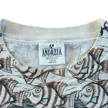 Load image into Gallery viewer, Vintage ANDAZIA MC Escher Fish AOP All Over Print Art T Shirt 90s L
