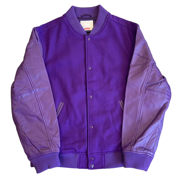 New SUPREME Motion Logo Varsity Jacket Purple