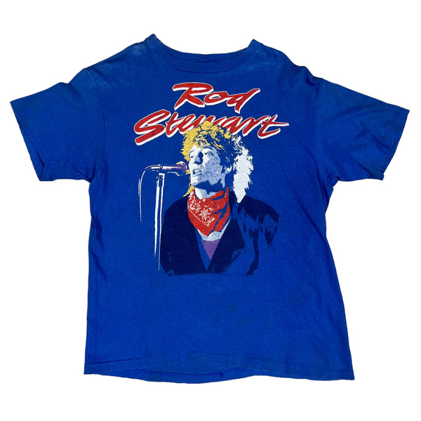 Vintage 1984 Rod Stewart Concert Tour Blue Shirt Tagged Hanes Large