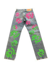 Load image into Gallery viewer, DENIM TEARS X Bstroy 501 Light Wash Jean Pink/Green NWT W 32 L 32

