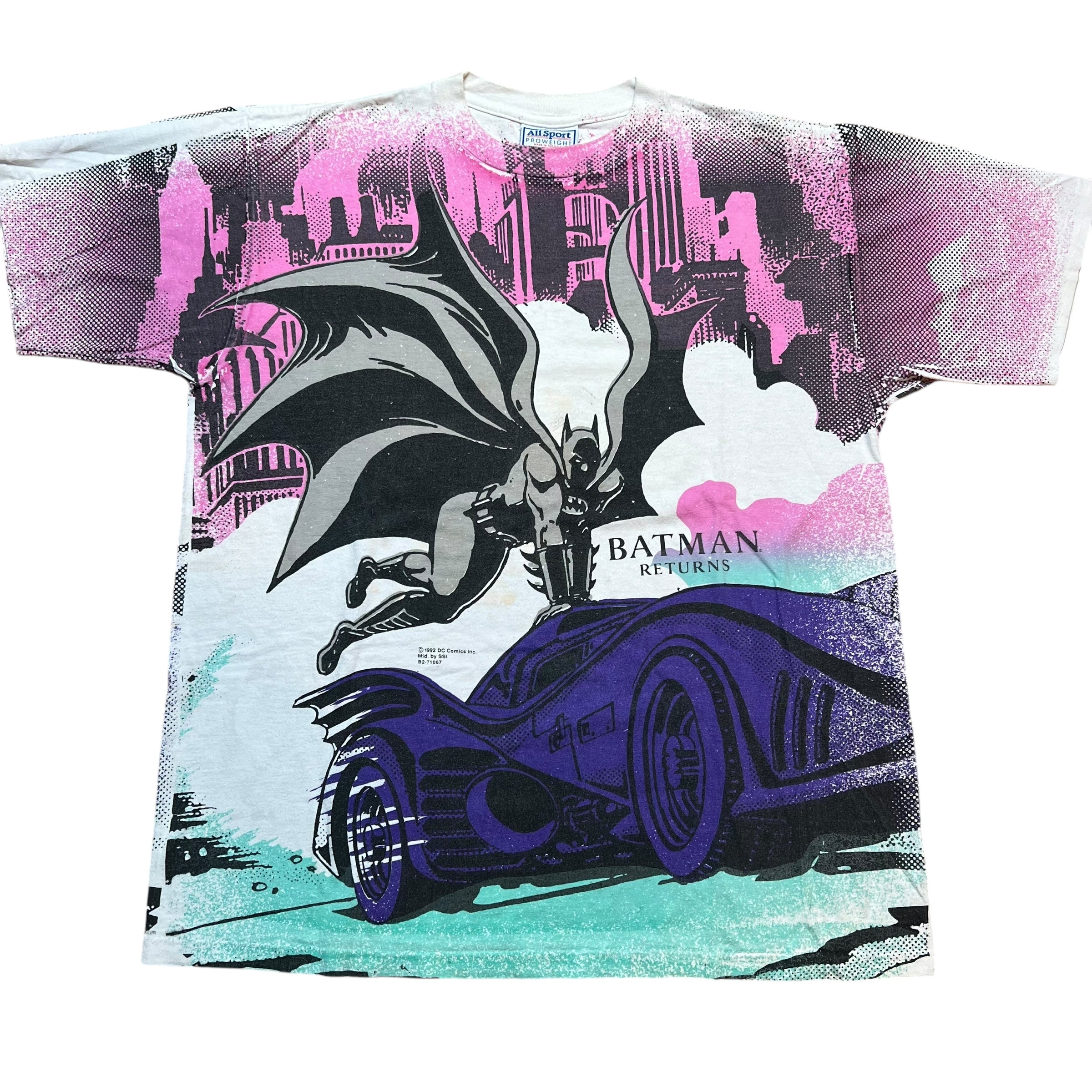 Vintage ALL SPORT Batman Returns DC Comics 1992 All Over Print T