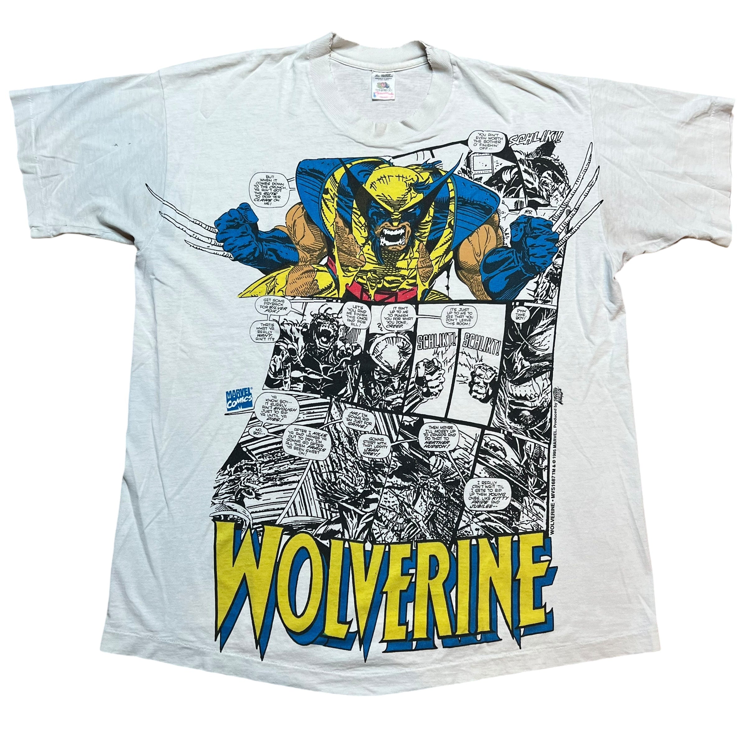 Vintage FRUIT OF THE LOOM Wolverine X-Men Marvel Comics 1995 Megaprint