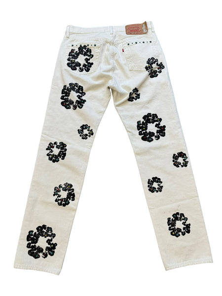 DENIM TEARS x LEVI'S 501 Cotton Rhinestone Wreath Jeans Pre-Owned  W 34 L 34