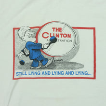Load image into Gallery viewer, Vintage The Clinton Administration Still Lying T Shirt 90s White XL
