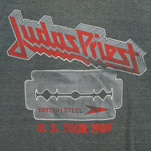 Load image into Gallery viewer, Vintage STEDMAN Judas Priest British Steel Album U.S. 1980 Tour T Shirt 80s Gray S
