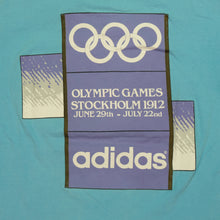 Load image into Gallery viewer, Vintage ADIDAS Stockholm 1912 München 1972 Summer Olympics T Shirt 80s 90s Blue L
