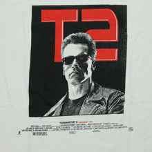 Load image into Gallery viewer, Vintage Terminator 2: Judgement Day Arnold Schwarzenegger 1991 Film Promo T Shirt 90s White XL