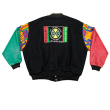 Load image into Gallery viewer, Vintage CROSS COLOURS Post Hip Hop Nation Academic Hard Wear Spell Out Wool Leather Varsity Jacket 90s Black 2