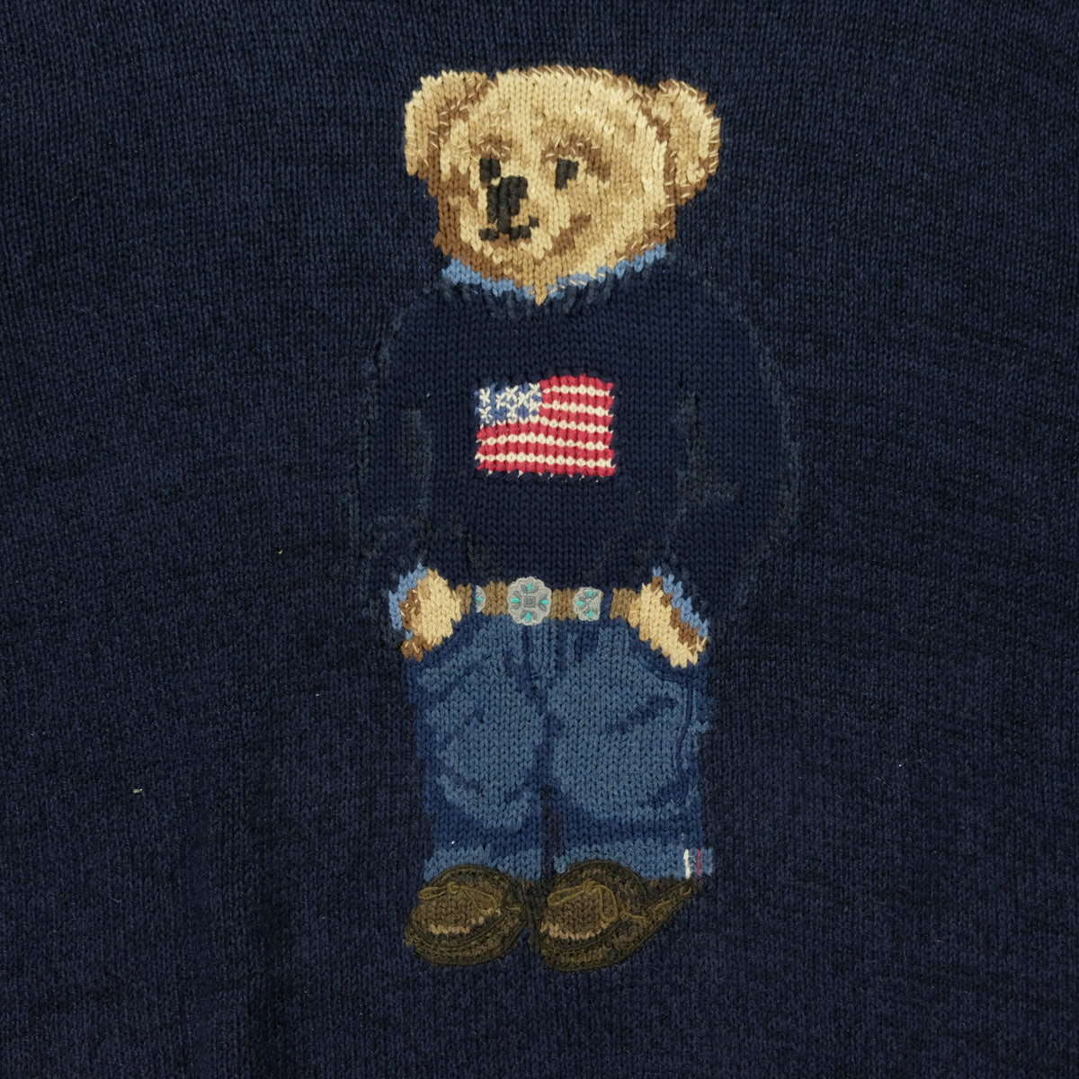 Vintage Polo Ralph Lauren Retro USA Flag Bear Sweater Reset