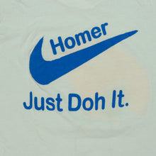 Load image into Gallery viewer, Vintage The Simpsons Homer Simpson Just Doh It Nike Swoosh Parody T Shirt 90s White M