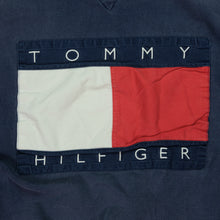 Load image into Gallery viewer, Vintage TOMMY HILFIGER Lion Crest Spell Out Flag Hoodie Sweatshirt 90s Navy Red XL