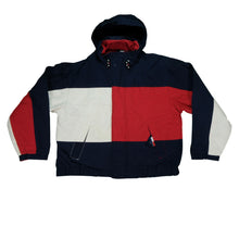 Load image into Gallery viewer, Vintage TOMMY HILFIGER Spell Out Flag Reversible Sailing Jacket 90s Navy Red XL