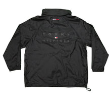 Load image into Gallery viewer, Vintage TOMMY HILFIGER Spell Out Flag Pullover Jacket 90s Black XL

