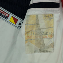 Load image into Gallery viewer, Vintage TOMMY HILFIGER Sailing Gear Spell Out Flag Patch Sleeve Color Block Sailing Jacket 90s Navy Blue Red L