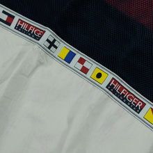 Load image into Gallery viewer, Vintage TOMMY HILFIGER Sailing Gear Spell Out Flag Patch Sleeve Color Block Sailing Jacket 90s Navy Blue Red L