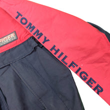 Load image into Gallery viewer, Vintage TOMMY HILFIGER Sailing Gear Spell Out Flag Patch Sleeve Color Block Sailing Jacket 90s Navy Blue Red L