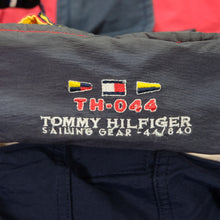 Load image into Gallery viewer, Vintage TOMMY HILFIGER Sailing Gear Spell Out Flag Patch Sleeve Color Block Sailing Jacket 90s Navy Blue Red L