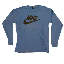 Load image into Gallery viewer, Vintage NIKE Spell Out Swoosh Long Sleeve T Shirt 80s Blue L