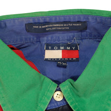 Load image into Gallery viewer, Vintage TOMMY HILFIGER Cross Flags Spell Out Color Block Button Front Shirt 90s Multicolor M