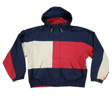 Load image into Gallery viewer, Vintage TOMMY HILFIGER Spell Out Flag Reversible Sailing Jacket 90s Red Navy Blue XL