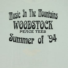 Load image into Gallery viewer, Vintage Woodstock Peace Tees Music In The Mountains 1994 T Shirt 90s White XL