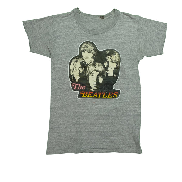 Vintage The Beatles Double Sided Iron-on T Shirt 70s Gray