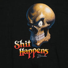 Load image into Gallery viewer, Vintage JRS ENTERPRISES Shit Happens Black Hills Biker Skull 1993 T Shirt 90s Black L