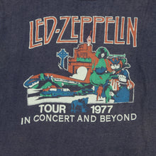 Load image into Gallery viewer, Vintage Led Zeppelin in Concert and Beyond 1977 Tour T Shirt 70s Navy Blue