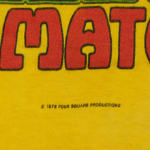 Load image into Gallery viewer, Vintage Attack of the Killer Tomatoes 1978 Film Promo T Shirt 70s Yellow L