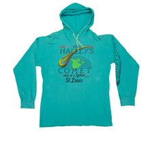 Load image into Gallery viewer, Vintage Halley's Comet Once in a Lifetime St. Louis 1986 Lightweight Hoodie Sweatshirt 80s Teal Blue