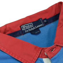 Load image into Gallery viewer, Vintage POLO RALPH LAUREN RLPC-67 Spell Out P-93 1993 Striped Polo Shirt Stadium 90s Blue Green Red XL