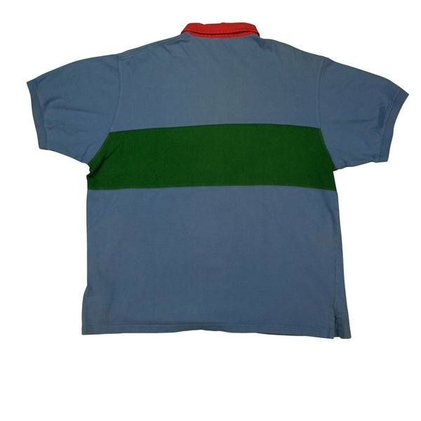 Vintage POLO RALPH LAUREN RLPC-67 Spell Out P-93 1993 Striped Polo Shirt Stadium 90s Blue Green Red XL