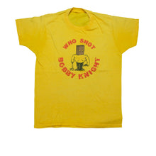 Load image into Gallery viewer, Vintage Who Shot Bobby Knight T Shirt 80s Yellow