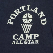Load image into Gallery viewer, Vintage NIKE Sportswear Portland Basketball Camp All Star Spell Out Swoosh T Shirt 70s 80s Navy Blue M
