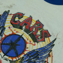 Load image into Gallery viewer, Vintage SPORTSWEAR The Cars Hard Driving Rock N' Roll Tour Raglan T Shirt 80s White Blue L