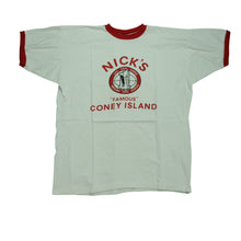 Load image into Gallery viewer, Vintage CHAMPION Portland Trail Blazers NBA Champions Nick&#39;s Coney Island 1977 Ringer T Shirt 70s White Red XL
