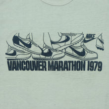 Load image into Gallery viewer, Vintage NIKE Vancouver Marathon Shoes 1979 Spell Out Swoosh T Shirt 70s Blue L