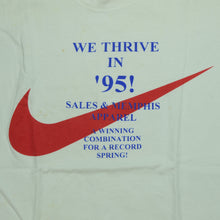 Load image into Gallery viewer, Vintage NIKE Memphis 'We Thrive In '95!' 1995 Swoosh T Shirt 90s White L