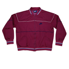 Load image into Gallery viewer, Vintage NIKE Spell Out Swoosh Striped Full Zip Track Jacket 80s Red XL