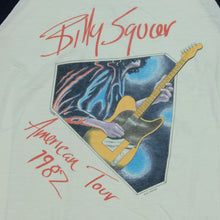 Load image into Gallery viewer, Vintage Billy Squier Get Your Emotions In Motion American 1982 Tour Raglan T Shirt 80s White Navy Blue L