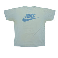 Load image into Gallery viewer, Vintage NIKE Blue Heron Run Spell Out Swoosh T Shirt 80s Blue L