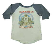 Load image into Gallery viewer, Vintage Iron Maiden Powerslave World Slavery 1985 Tour Raglan T Shirt 80s White

