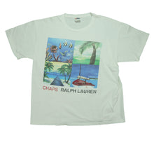 Load image into Gallery viewer, Vintage CHAPS RALPH LAUREN Beach Outdoors Spell Out Graphic T Shirt 90s White XL
