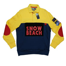 Load image into Gallery viewer, Vintage POLO RALPH LAUREN Limited Edition Snow Beach Spell Out Collared Sweatshirt 2010s Stadium Navy Yellow W/ Tags M