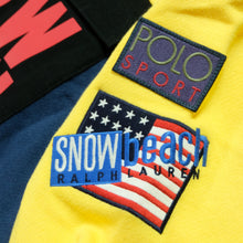 Load image into Gallery viewer, Vintage POLO RALPH LAUREN Limited Edition Snow Beach Spell Out Collared Sweatshirt 2010s Stadium Navy Yellow W/ Tags M