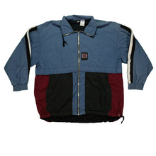 Load image into Gallery viewer, Vintage AIR BY NIKE Spell Out Swoosh Striped Color Block Windbreaker Jacket 90s Blue Black Red M