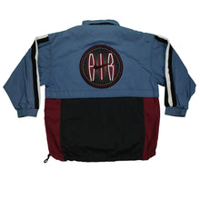 Load image into Gallery viewer, Vintage AIR BY NIKE Spell Out Swoosh Striped Color Block Windbreaker Jacket 90s Blue Black Red M