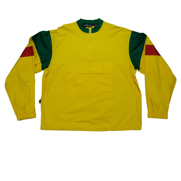 Vintage POLO RALPH LAUREN Color Block Striped 1/4 Zip Kangaroo Pouch Jacket M