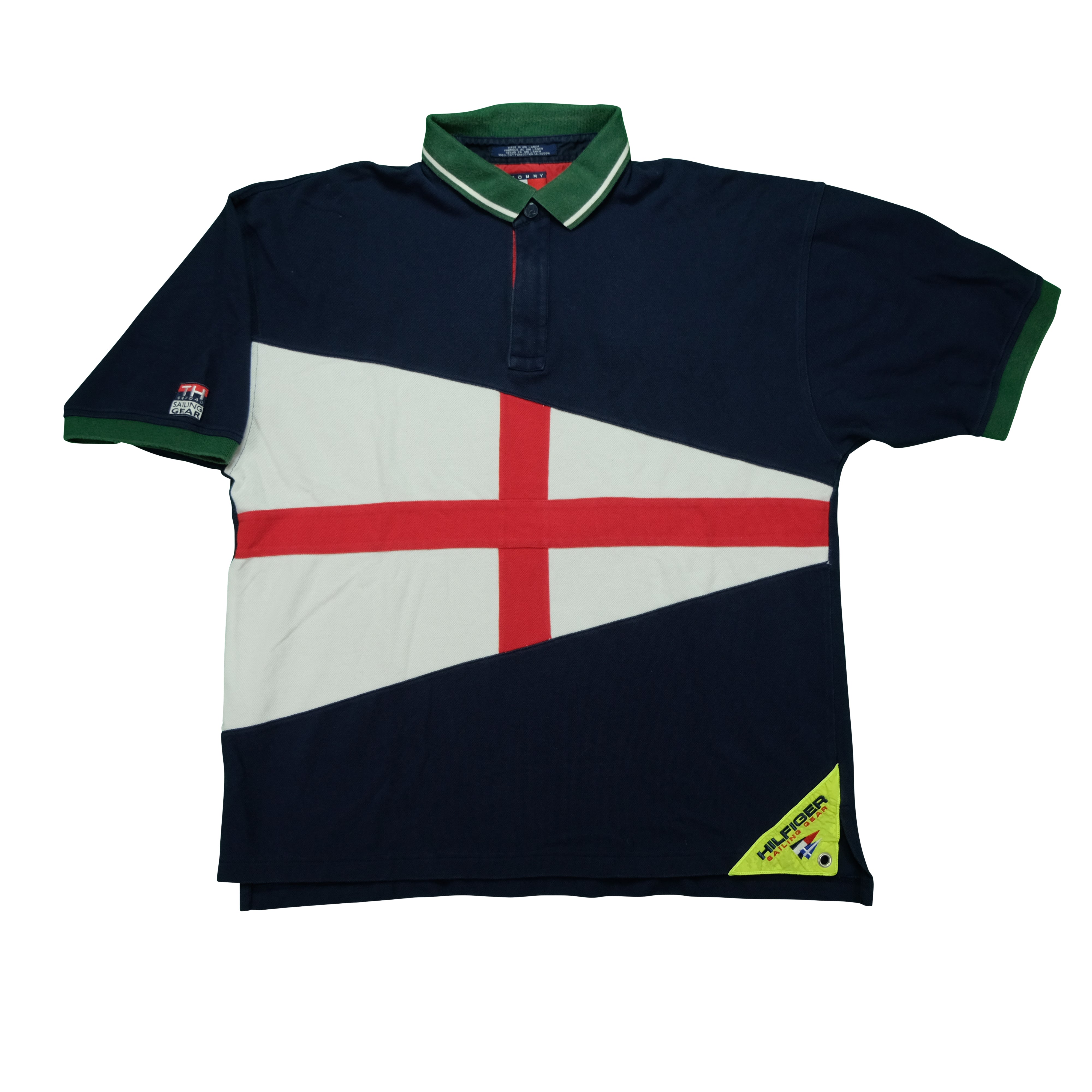 Vintage TOMMY HILFIGER Sailing Gear Spell Out Flag Polo Shirt 2XL